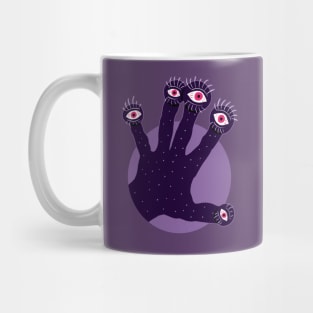 Creepy Hand Has Weird Fingers With Watching Eyes Mug